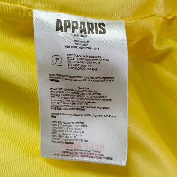 APPARIS Size M Yellow Polyester Faux Fur Oversized Notch Lapel Hook Eye Jacket - Picture 6 of 6
